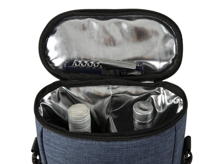 ALLCAMP 2 Bottle Wine Tote Carrier - Insulated Portable Padded Canvas Wine Bag for Travel, BYOB Restaurant, Wine Tasting, Party, Great Christmas Day Gift for Wine Lover，Blue