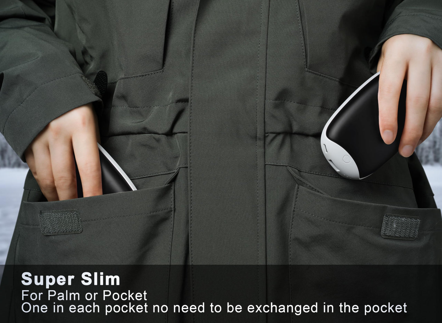 2 Pack Hand Warmers Rechargeable, 8000mAh Electric Portable Pocket Hand Warmer/Power Bank, Great for Outdoor Sports, Hunting, Golf, Camping, Warm Gifts for Women, Men (Dark Black)