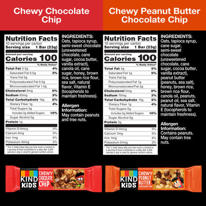 KIND Chewy Granola Bars, Variety Pack, Chocolate Chip and Peanut Butter Chocolate Chip, Gluten Free, 100 Calories, Whole Grains and Oats, 20 Count