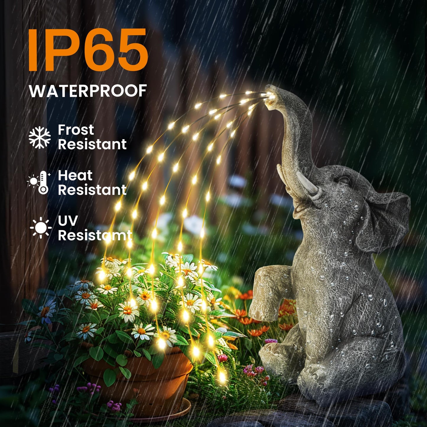 GIGALUMI Solar Garden Decor Upgraded Elephant Statues Outdoor, Birthday Gifts for Women Mom Grandma Senior Elder, Elephant Ornament for Balcony, Garden, Patio, Yard, Lawn (Twinkling Lights Only)