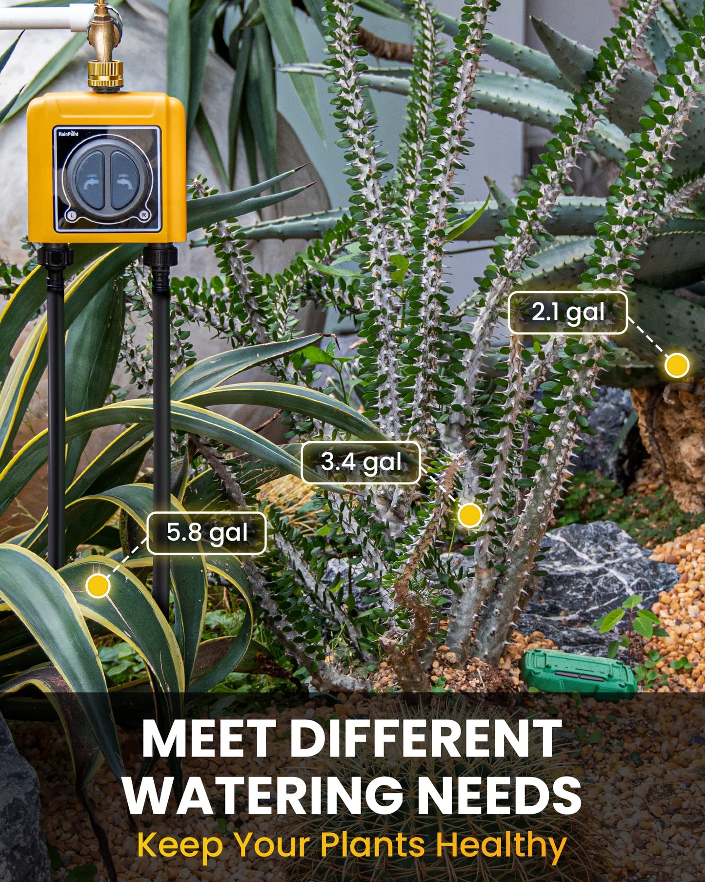 RAINPOINT WiFi Hose Timer, Smart Water Timer for Garden, Drip Irrigation Controller System with Wi-Fi Hub Automatic Manual Watering, Alexa APP Voice Control