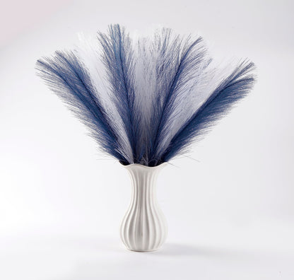 Acfruits Blue and White Pampas Grass Decor, 30 Pcs 17" Faux Pampas Grass Short Decor, Pompas Grass Flower Arrangement and Vase Filler for Boho Home Wedding Decoration