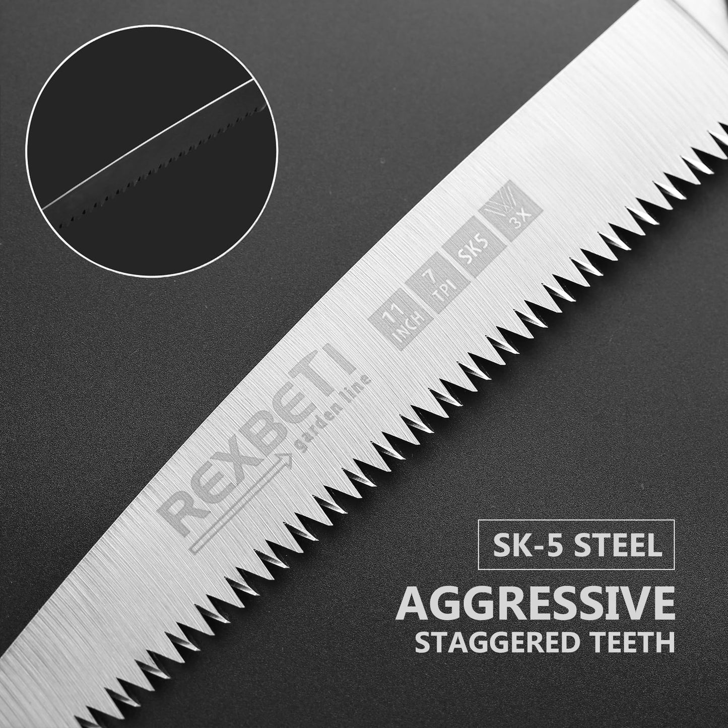 REXBETI Folding Saw, Heavy Duty 11 Inch Extra Long Blade Hand Saws for Wood Camping, Dry Wood Pruning Saws With Hard Teeth, Quality SK-5 Steel