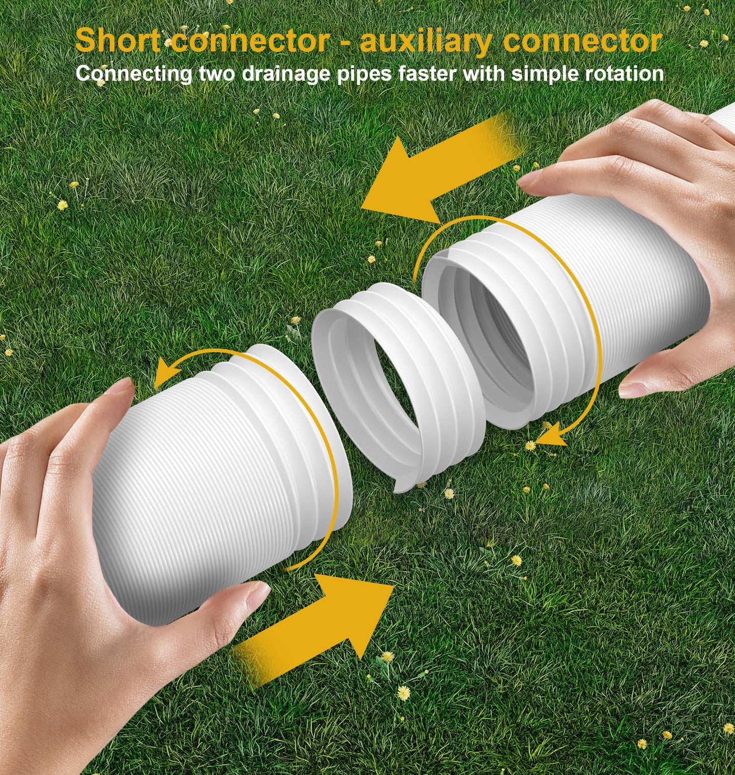 Ogutter Rain Gutter Downspout Extensions, Downspout Extender for Rainwater Drainage Flexible, Extendable 58"+66" Down Spout Drain Extension Pipes (2 Pack, White)