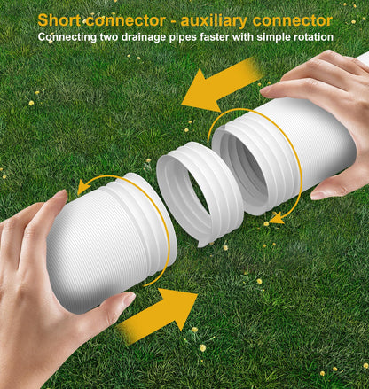 Ogutter Rain Gutter Downspout Extensions, Downspout Extender for Rainwater Drainage Flexible, Extendable 58"+66" Down Spout Drain Extension Pipes (2 Pack, White)