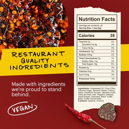 Momofuku Black Truffle Chili Crunch by David Chang, (5.5 Ounces), Chili Oil with Crunchy Garlic and Shallots, Spicy Chili Crisp with Real Truffle for Cooking as Sauce or Topping (Packaging May Vary)