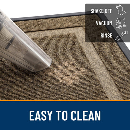 OLANLY Front Door Mat Indoor Outdoor Entrance, Waterproof All-Season, All-Weather Doormat, Sturdy Natural Rubber, Fade Resistant, Low Profile, Easy Clean Patio Porch Entryway Mat, 29.5x17, Brown