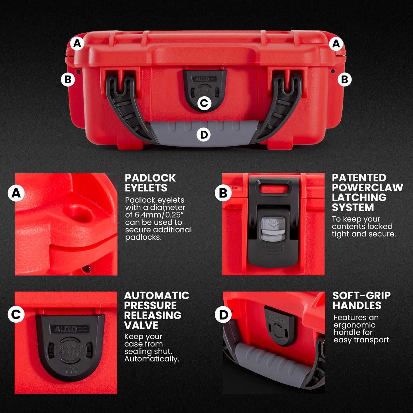 NANUK 903 Waterproof First Aid Box Empty – Durable, Medical First Aid Organizer Case, IP67-Rated, Dustproof, Impact-Resistant, and Floats (7.4" x 4.9" x 3.1") – Red