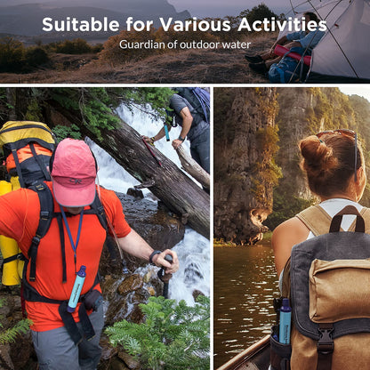 Membrane Solutions Straw Water Filter S1, NSF/ANSI 42&372&401 certificated, Survival Filtration Portable Gear, Emergency Preparedness, Supply for Drinking Hiking Camping Team Family Outing, 4 Pack