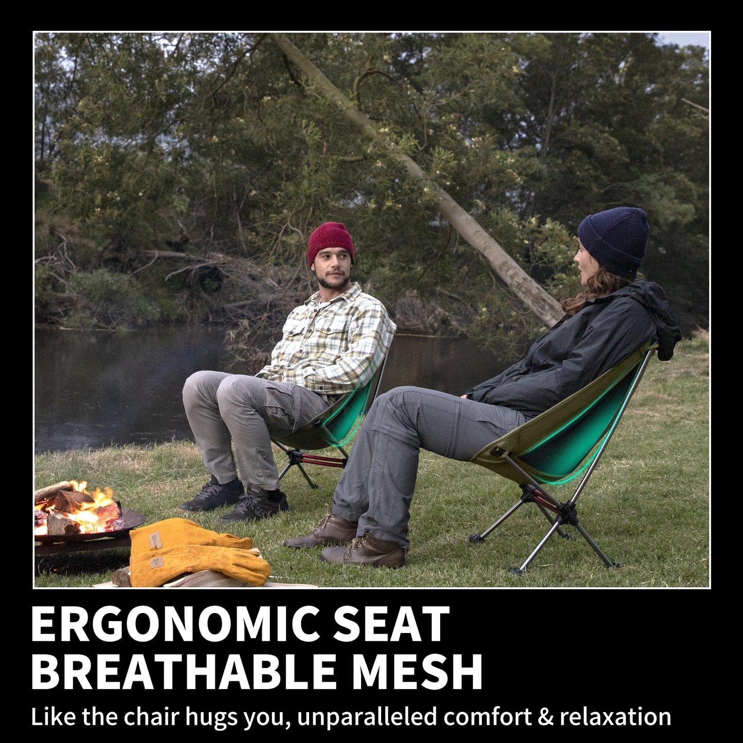 Naturehike YL08 Ultralight Camping Chair, 2.38 LBS Portable Backpacking Chair with Anti-Sinking Feet, Lightweight Compact Folding Hiking Camp Chair