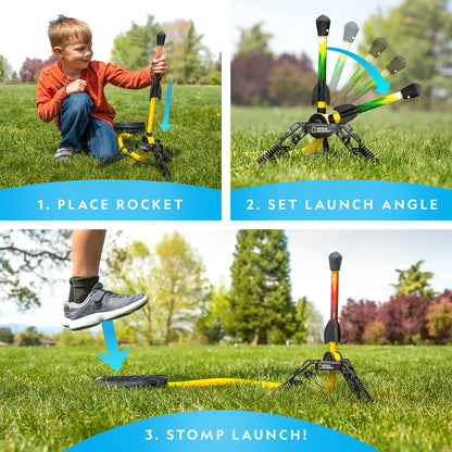 National Geographic Air Rocket Toy – Ultimate LED Rocket Launcher for Kids, Jump and Launch The Light Up, Air Powered, Foam Tipped Rockets up to 100 Feet