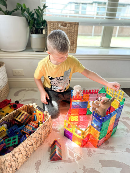 60 PCS Magnetic Building Tiles Kids Toys STEM Magnetic Blocks Sensory Toys Kids Games Magnet Building Toy for Boys and Girls Aged 3+, Kid Brain Development Preschool Kindergarten Toddler Toy