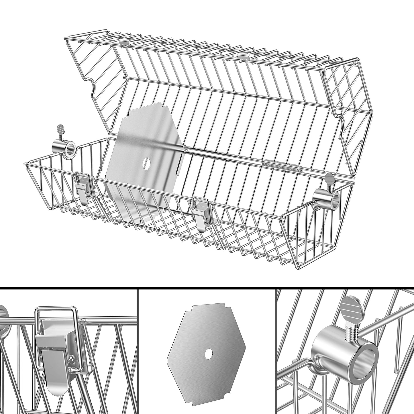 onlyfire 17 inch Stainless Steel Round Tumble Rotisserie Basket Cooking Accessory Fits for Most Grills