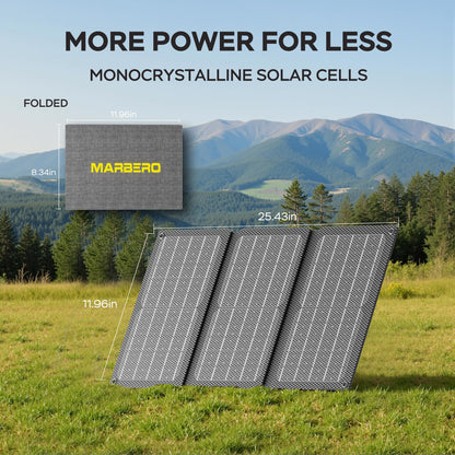 MARBERO 100W Solar Powered Generator with 30W Foldable Solar Panels 150Wh Lithium Battery Portable Power Station with AC DC and USB Outputs for Camping Emergency Home Backup Blackout Hiking