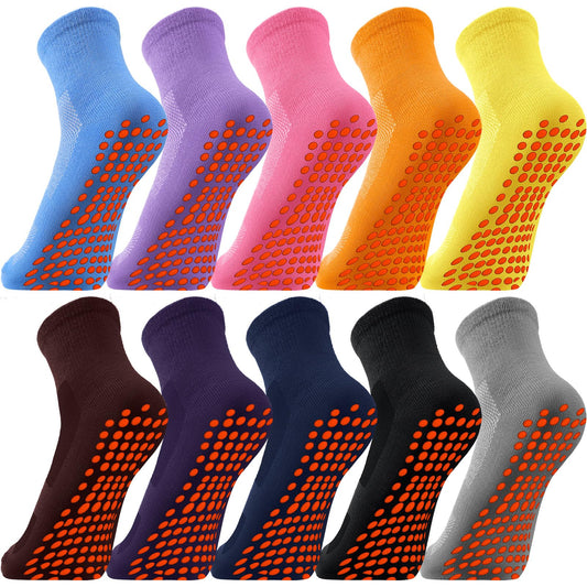 Geyoga 10 Pairs Non Slip Yoga Socks Anti Skid Sticky Grippers Hospital Slipper Socks for Men Women Pilates Ballet Barre(Bright Colors)