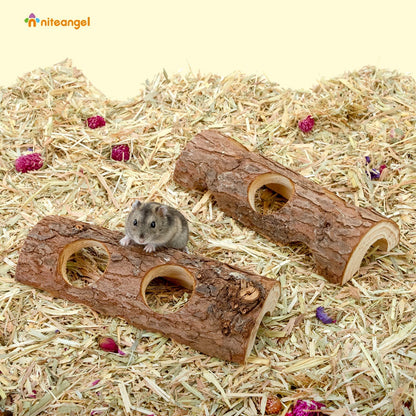 Niteangel Natural Wooden Hamster Mouse Tunnel Tube Toy Forest Hollow Tree Trunk