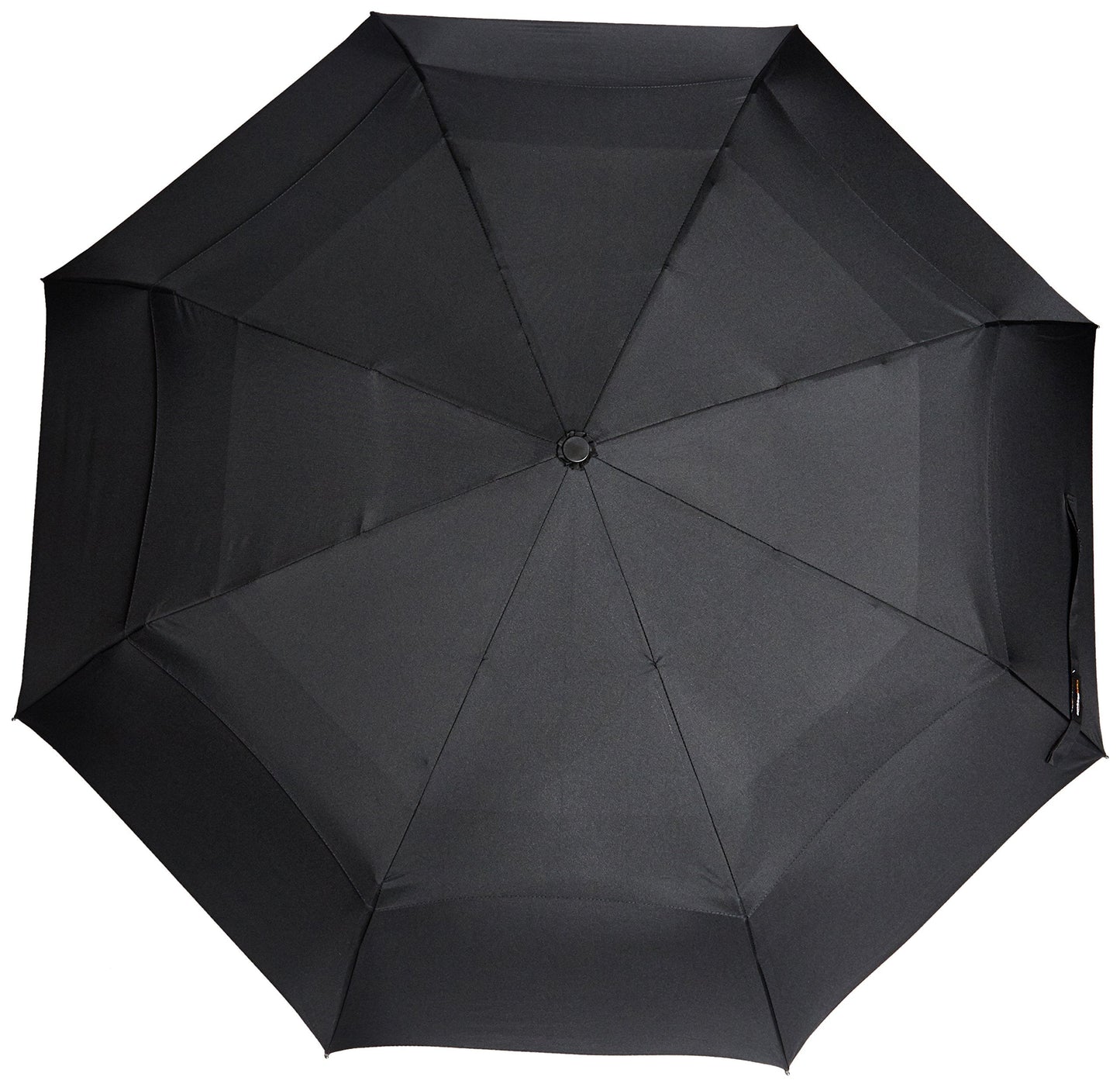 Amazon Basics Round Travel Umbrella for Rain, Wind-proof Compact Umbrella with Wind Vent, Auto Open/Close, Strong Alloy Steel Frame, Compact Size for Backpacks/Handbags (11" Long When Closed), One Size, Black