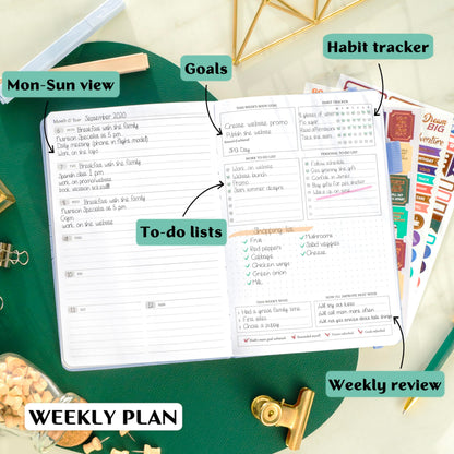 Legend Planner – Weekly & Monthly Life Planner to Hit Your Goals & Live Happier. Organizer Notebook & Productivity Journal. A5 (Periwinkle)