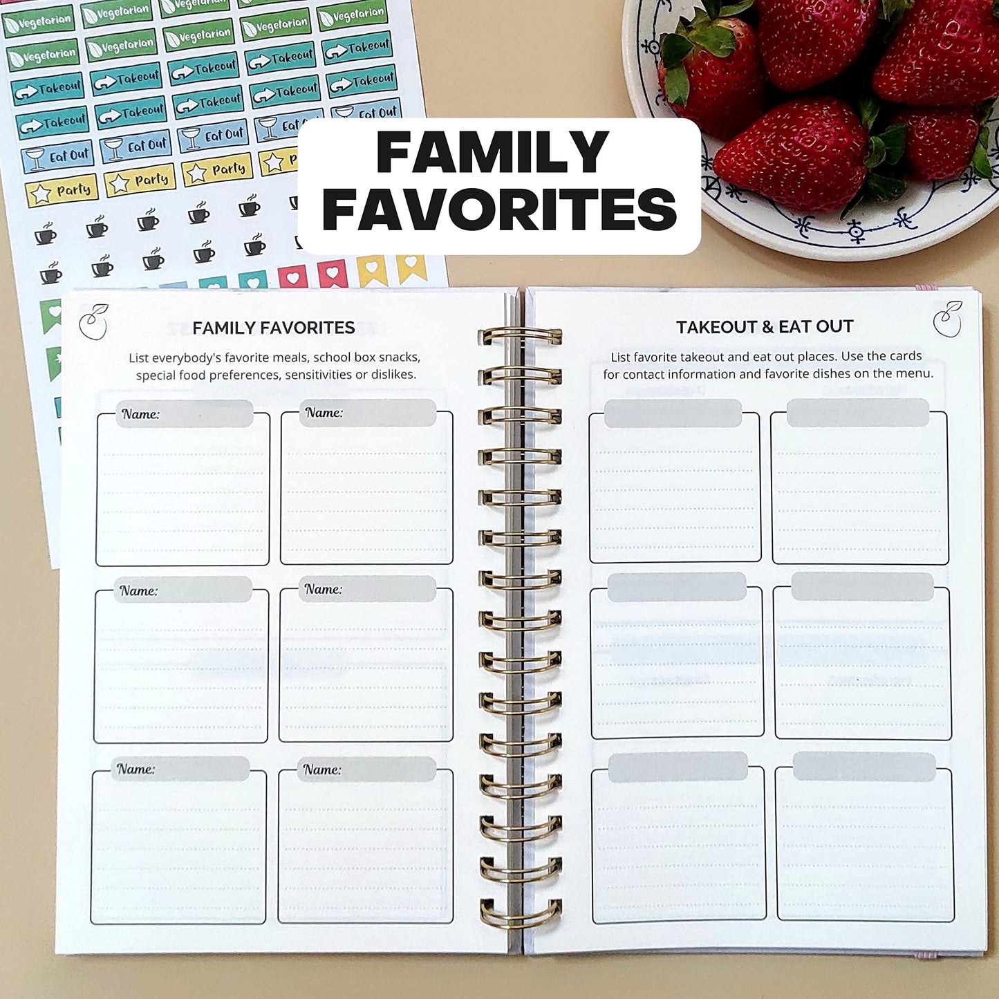 Life & Apples Meal Planner with Grocery List – Undated Weekly Menu & Meal Prep Notebook for Women & Men, Healthy Eating & Weight Loss Planner, 52-Week Spiral Bound Journal, Forest