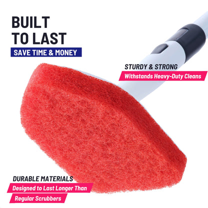 Moku Home Replacement Scrubber Refill for Extendable Tub Tile Shower Brush for Cleaning Non-Scratch (2X Scrubber Sponge Red)