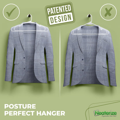 NEATERIZE Clothes Hangers 16 Pack White - Plastic Hangers - Ganchos Colgar Ropa