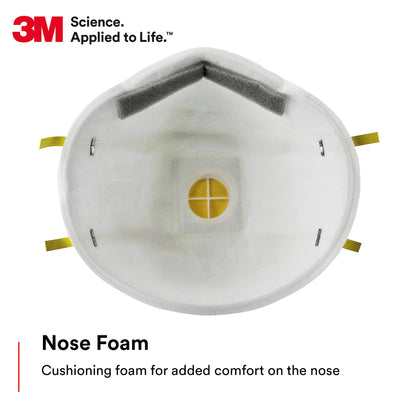 3M Particulate Respirator 8210V with Cool Flow Valve, Pack of 80, NIOSH APPROVED, Disposable, Smoke, Grinding, Sanding, Sawing, Sweeping, Woodworking, Dust