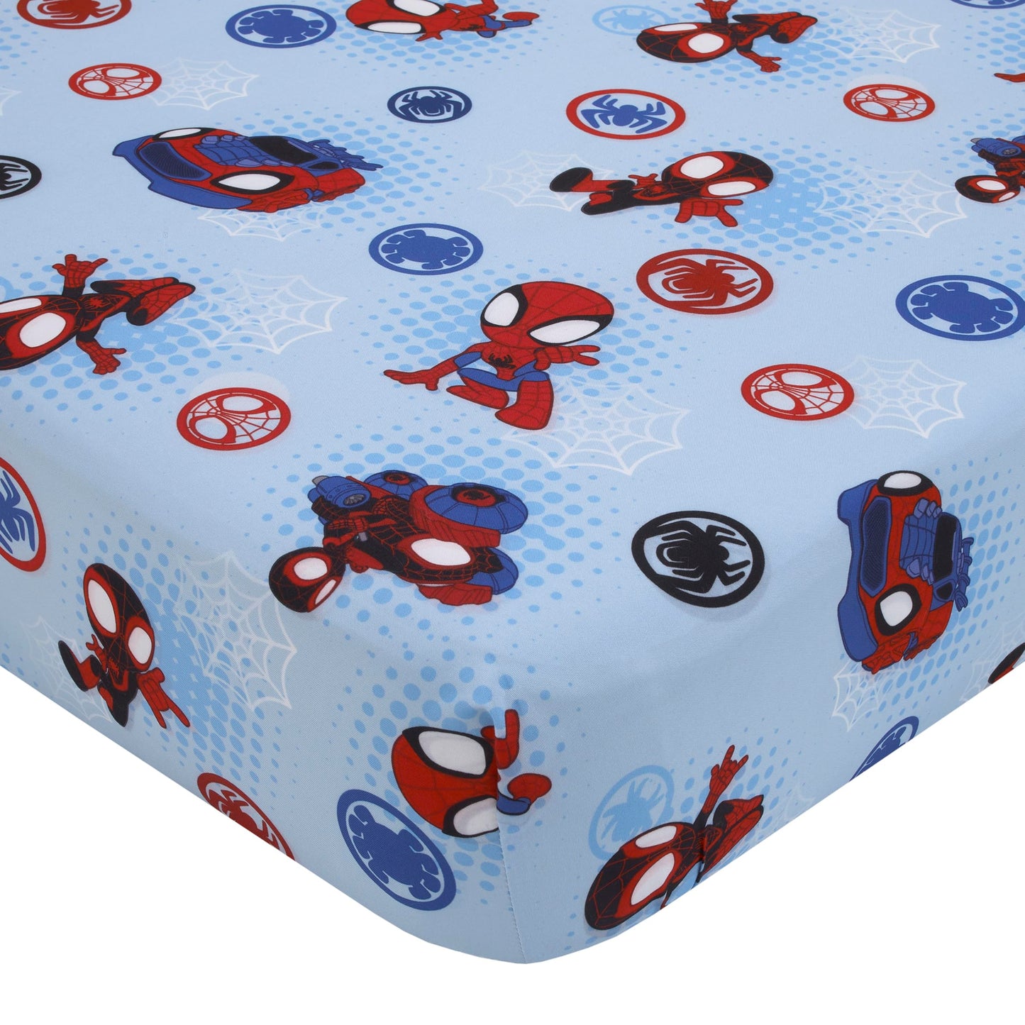 NoJo Marvel Spiderman Spidey and his Amazing Friends Spidey Time Red, Blue, and Grey 4 Piece Toddler Bed Set - Comforter, Fitted Bottom Sheet, Flat Top Sheet, and Reversible Pillowcase