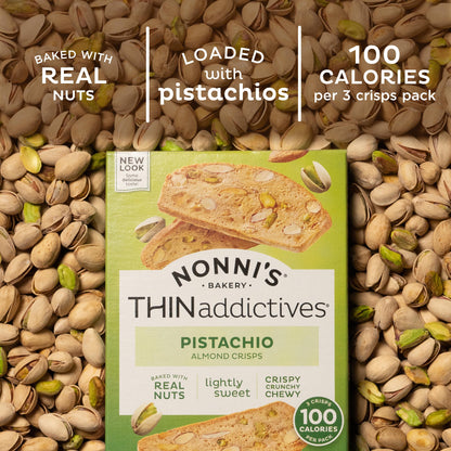 Nonni's, Thin addictives Pistachio Almond Crisps, 4.4 Ounce