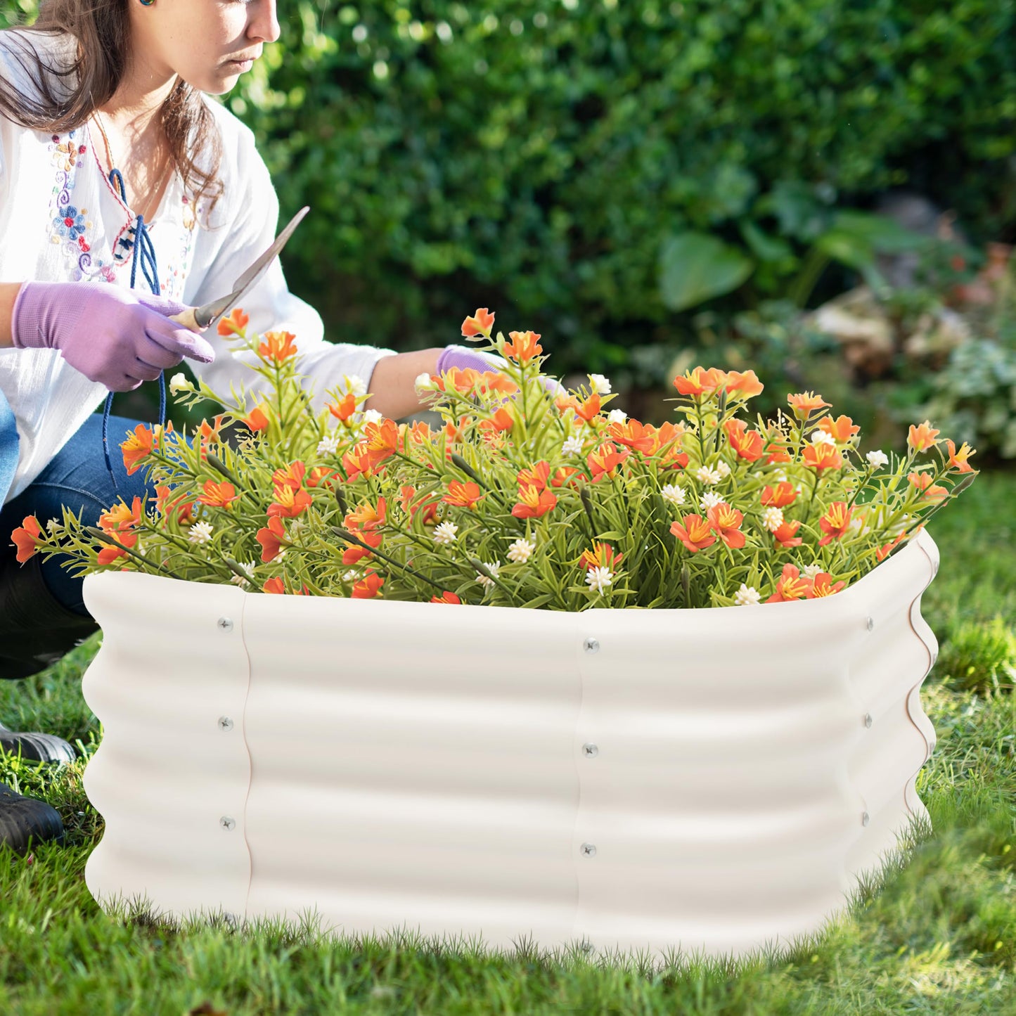 2-Pack 2x1ft Galvanized Raised Garden Bed, Outdoor Planter Bed, Metal Planter Box for Gardening and Planting