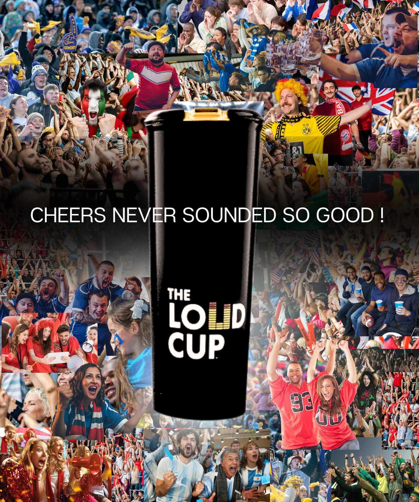 Loud Cup 20 oz Tumbler + Stadium Horn with Open-Sip Lid (Canary Yellow) - Insulated Cup Reusable Water Bottle Coffee Travel Mug - Worlds Loudest Cup for Game Day