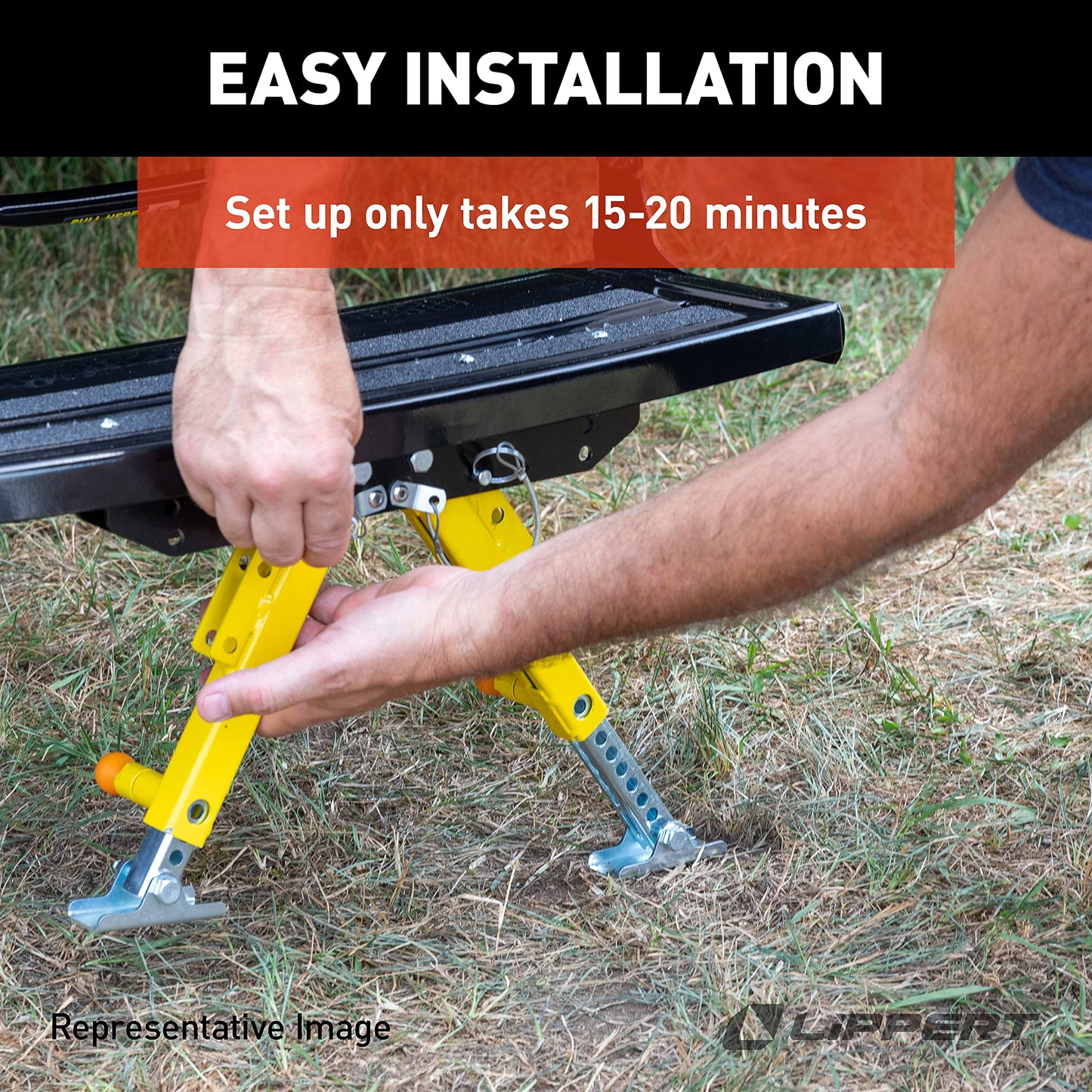 Lippert Solid Stance RV Step Stabilizer Kit for 5th Wheels, Travel Trailers and Motorhomes