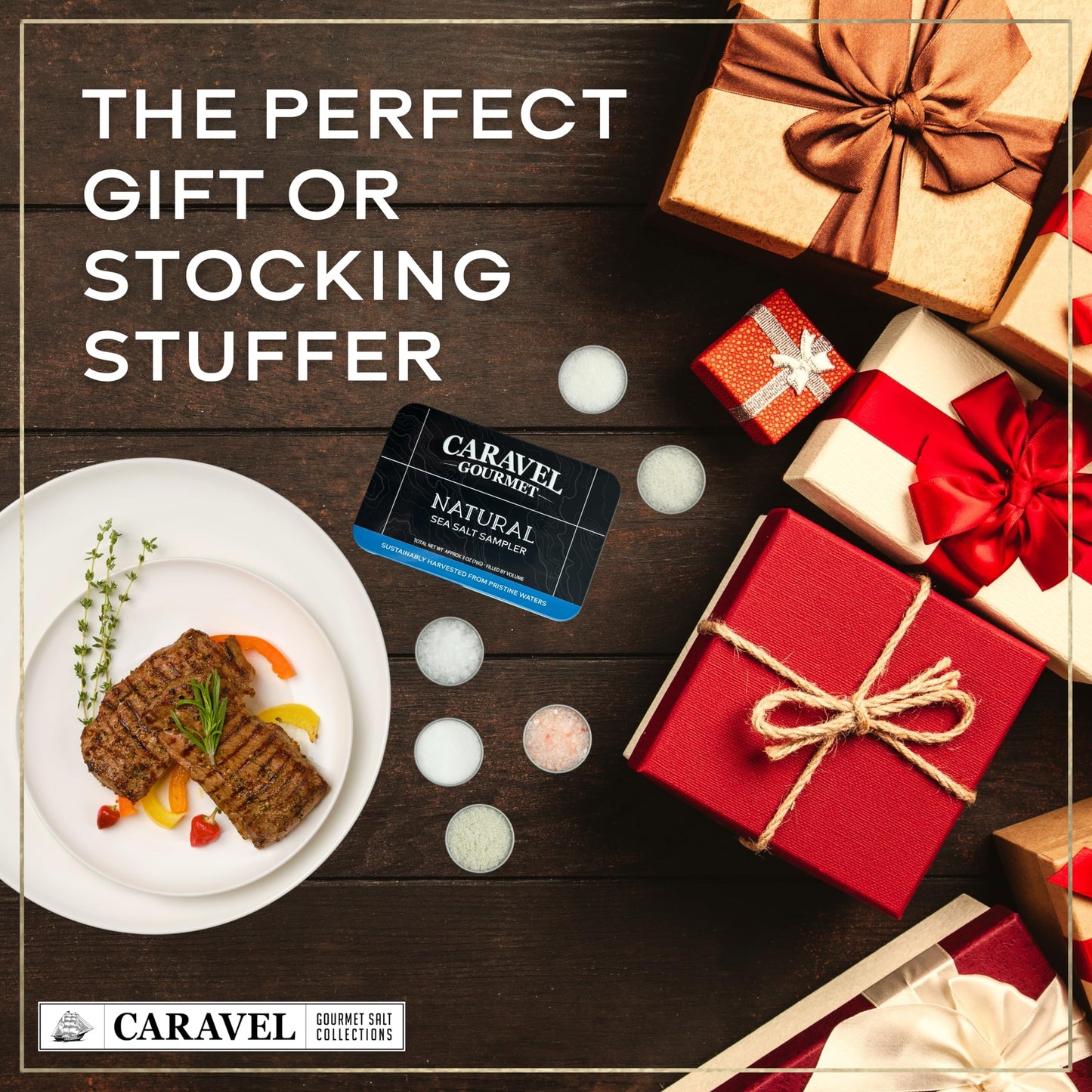 Natural Sea Salt Sampler Set, Pure Finishing with a Rich Taste, Gourmet Cooking Gift and Variety Pack from Around The World, 0.5 oz x Bundle of 6 Imported Salts - Caravel Gourmet