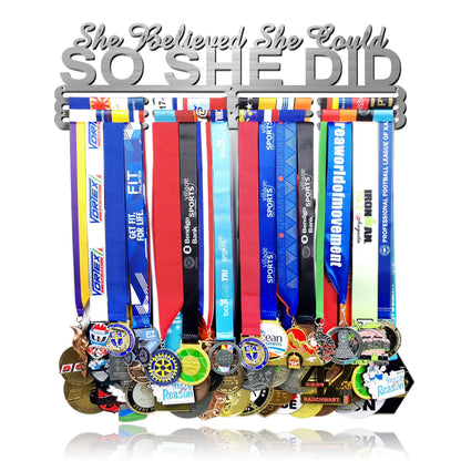 Lapetale Fashion She Believed She Could SO SHE DID Race Medal Holder Wall Hanger,Marathon Runner Medal Display,Running Medal Display, Medal Holder for Wall, Sports Medal Hanger Display Gifts