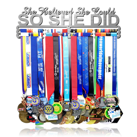 Lapetale Fashion She Believed She Could SO SHE DID Race Medal Holder Wall Hanger,Marathon Runner Medal Display,Running Medal Display, Medal Holder for Wall, Sports Medal Hanger Display Gifts