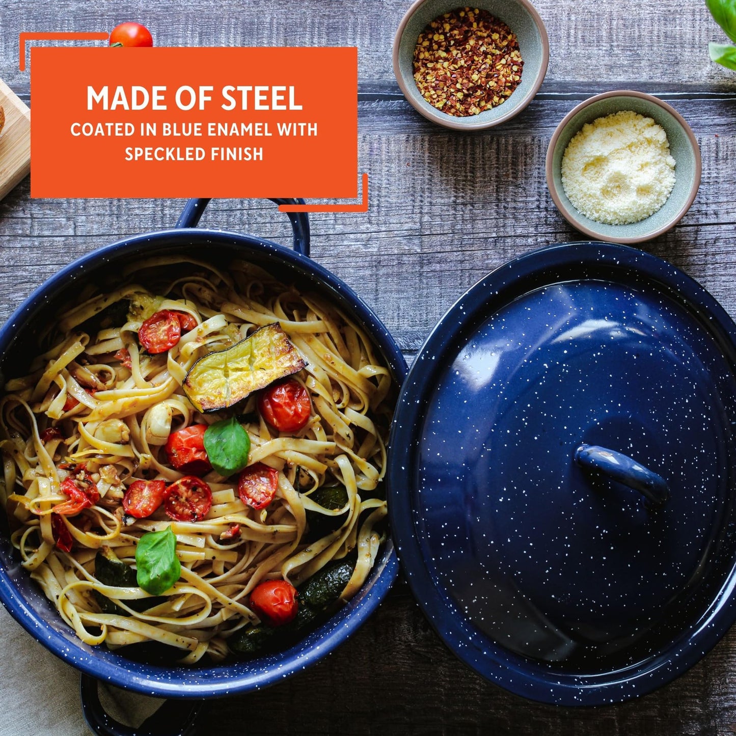 IMUSA C20666-1063310W 6-Quart Blue Speckled Enamel Stock Pot with Lid