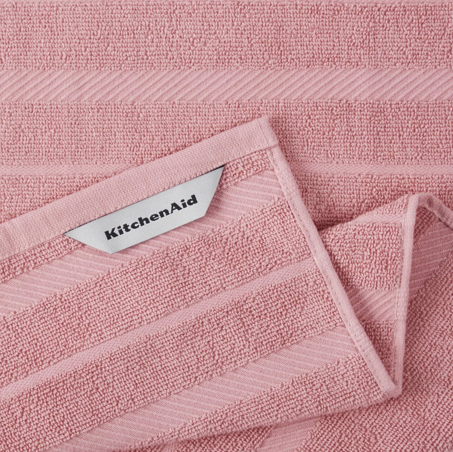 KitchenAid Albany Kitchen Towel 4-Pack Set, Dried Rose/White, 16"x26"