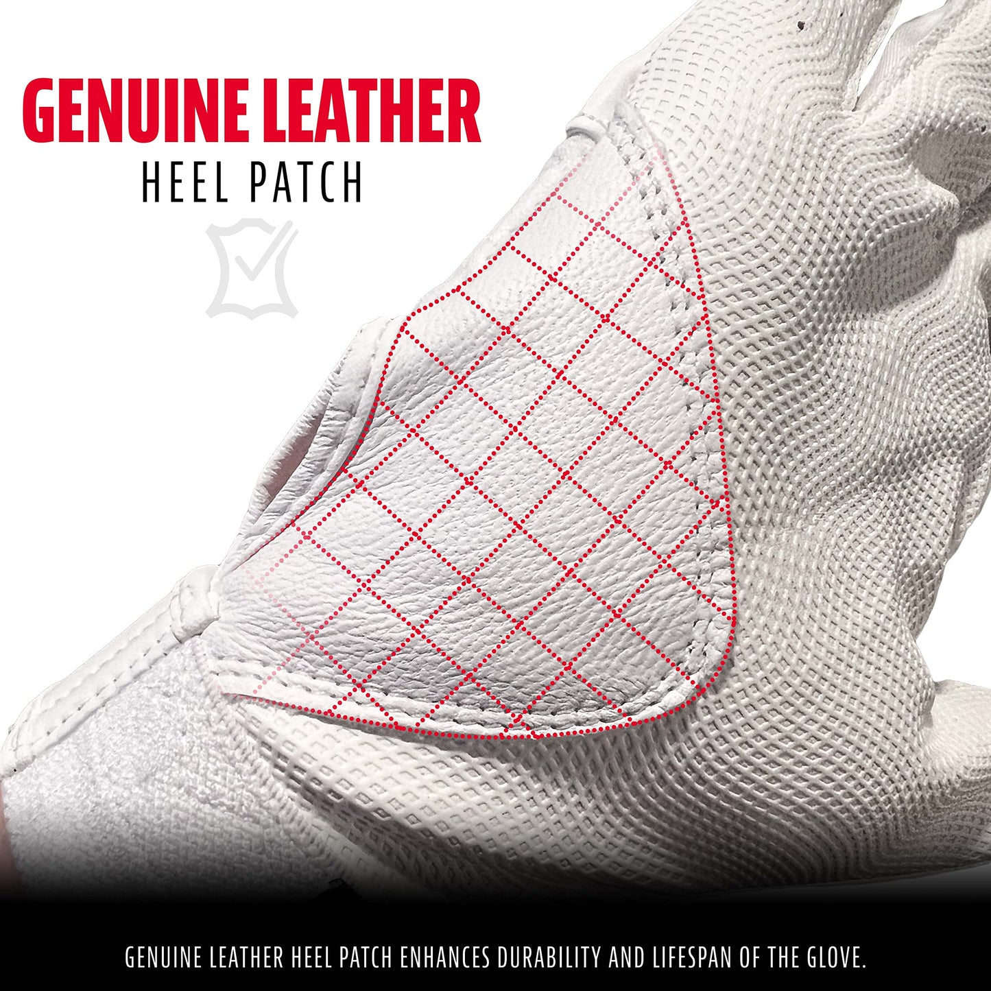 Franklin Sports Classic XT Baseball Batting Gloves Pair - White/White - Youth Large