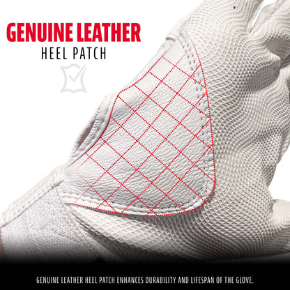 Franklin Sports Classic XT Baseball Batting Gloves Pair - White/White - Youth Large