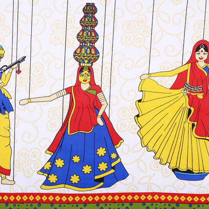 RajasthaniKart® Pure 100% Cotton Double Bed Sheet with 2 Pillow Covers (Bedsheet for Double Bed Cotton, Yellow Kattputli Jaipuri, King Size,5168)