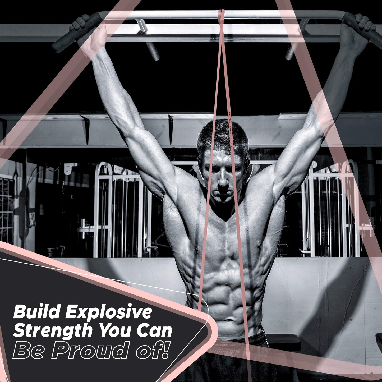 Physix Gear Workout Bands for Pullups Set, Pull Up Resistance Bands Set, Long Bands for Workout and Exercise Bands Pull Ups, Pull Ups Resistance Bands, Calisthenics, Pink (1 Band), 82in (208cm)