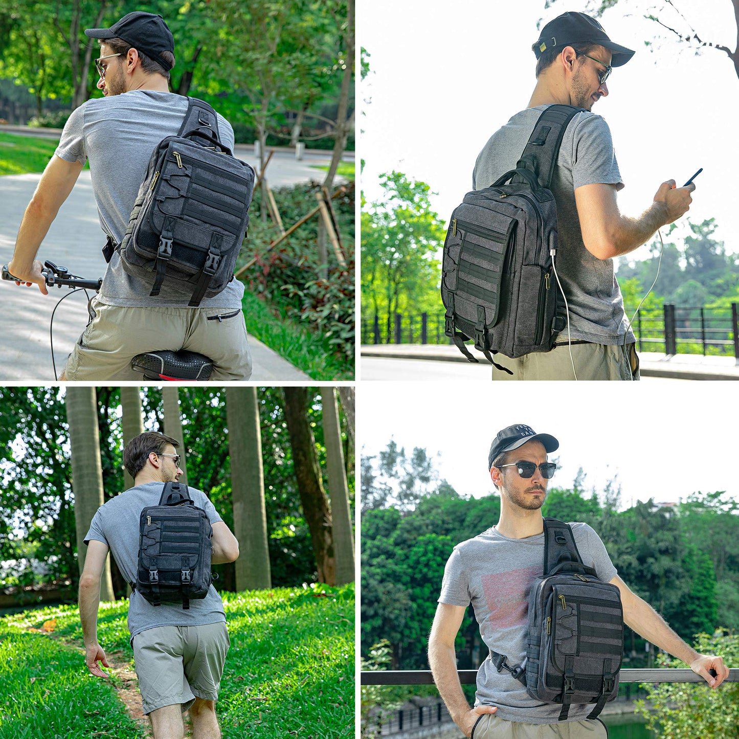 NICGID Sling Bags Chest Shoulder Backpacks, 13.3'' Laptop Backpack Crossbody Messenger Bag Travel Outdoor Men Women