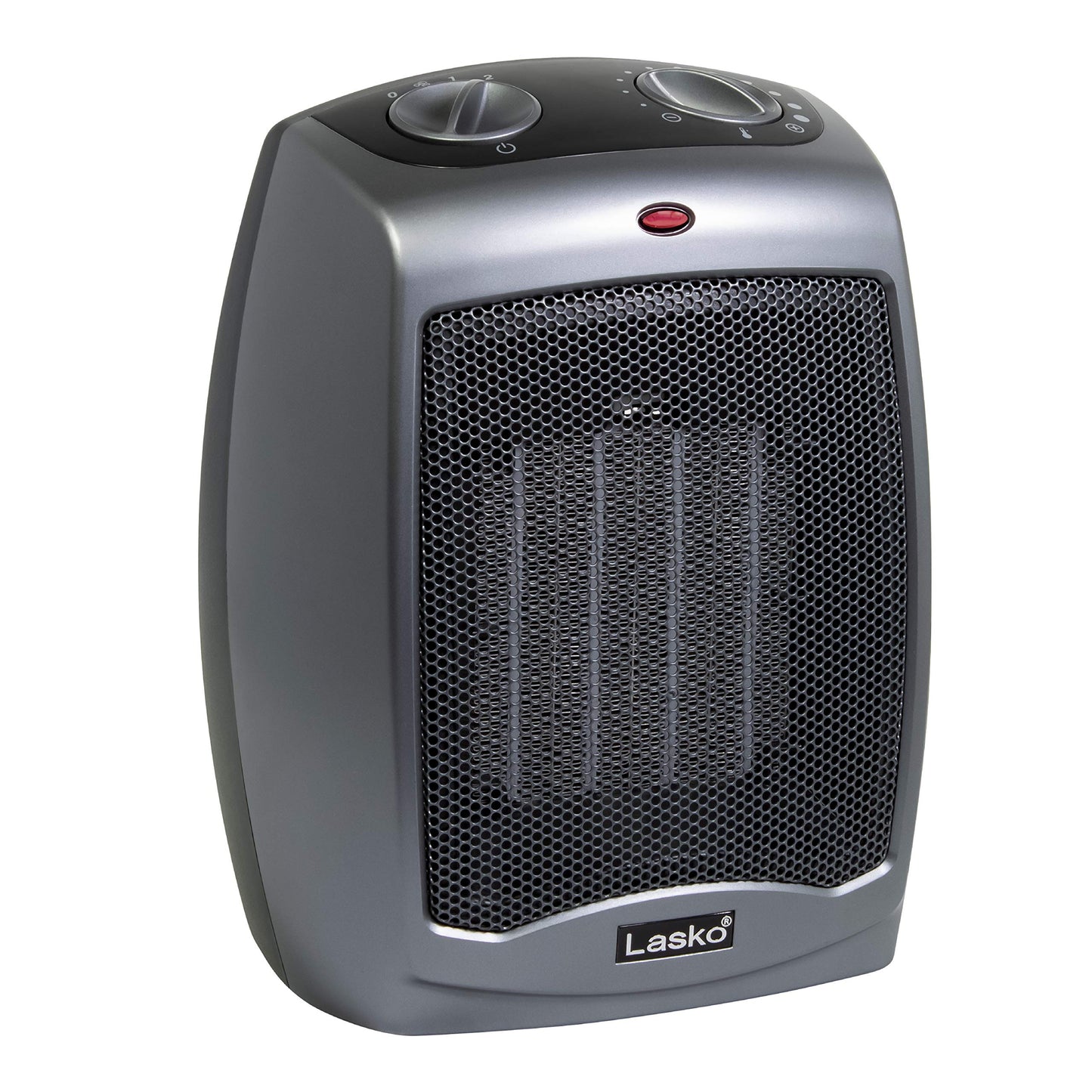 Lasko Portable Indoor Electric Ceramic Space Heater with Tip-Over Safety Switch, Overheat Protection and Thermostat, 2 Speeds, Safe for Home, 9.2 Inches, Dark Gray, 1500W, 754201