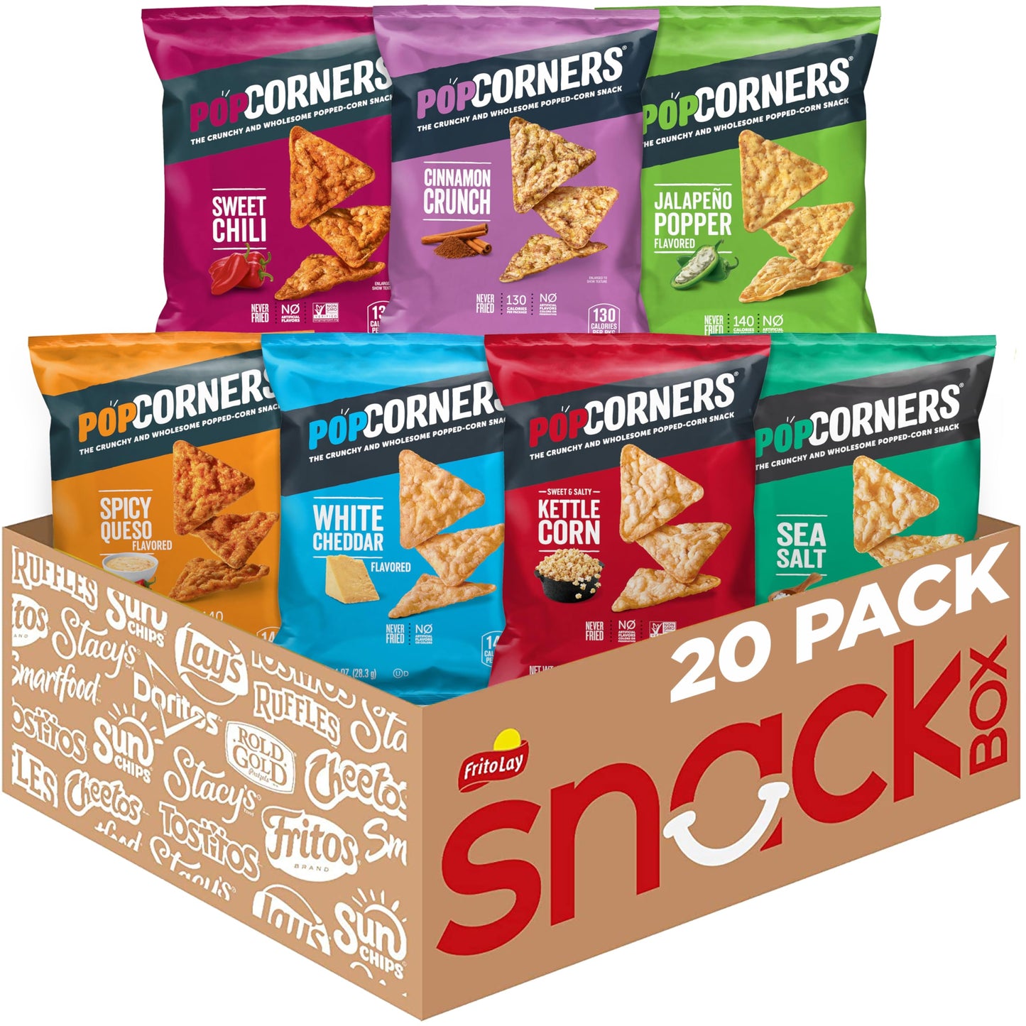 PopCorners Popped Corn Snacks, Sampler Pack, 1 Ounce (Pack of 20) (Assortment May Vary)
