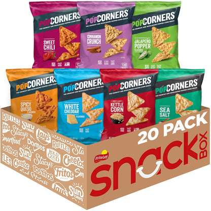 PopCorners Popped Corn Snacks, Sampler Pack, 1 Ounce (Pack of 20) (Assortment May Vary)