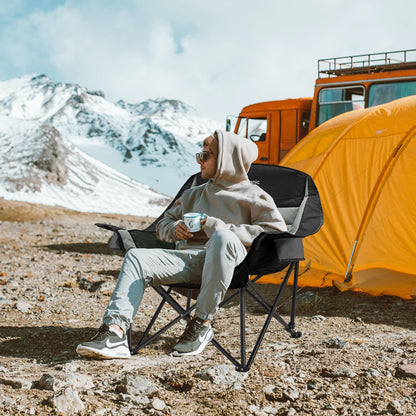 Youtanic Oversized Camping Chair, Portable Folding Camping Chairs with Side Pocket, Cup Holder and Carry Bag, Heavy Duty Outdoor Camping Chairs for Adults, Fishing, Sports, Trip, up to 400lbs, Style 4