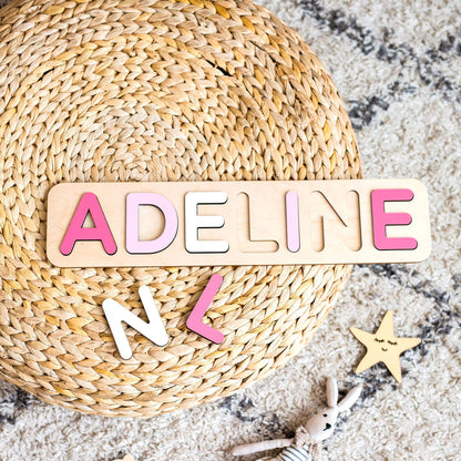 Personalized Wooden Name Puzzle for Kids Personalized Baby Name Puzzle for Toddlers Personalized Baby Gifts First Birthday Gift Wooden Puzzles Custom Toddler Learning