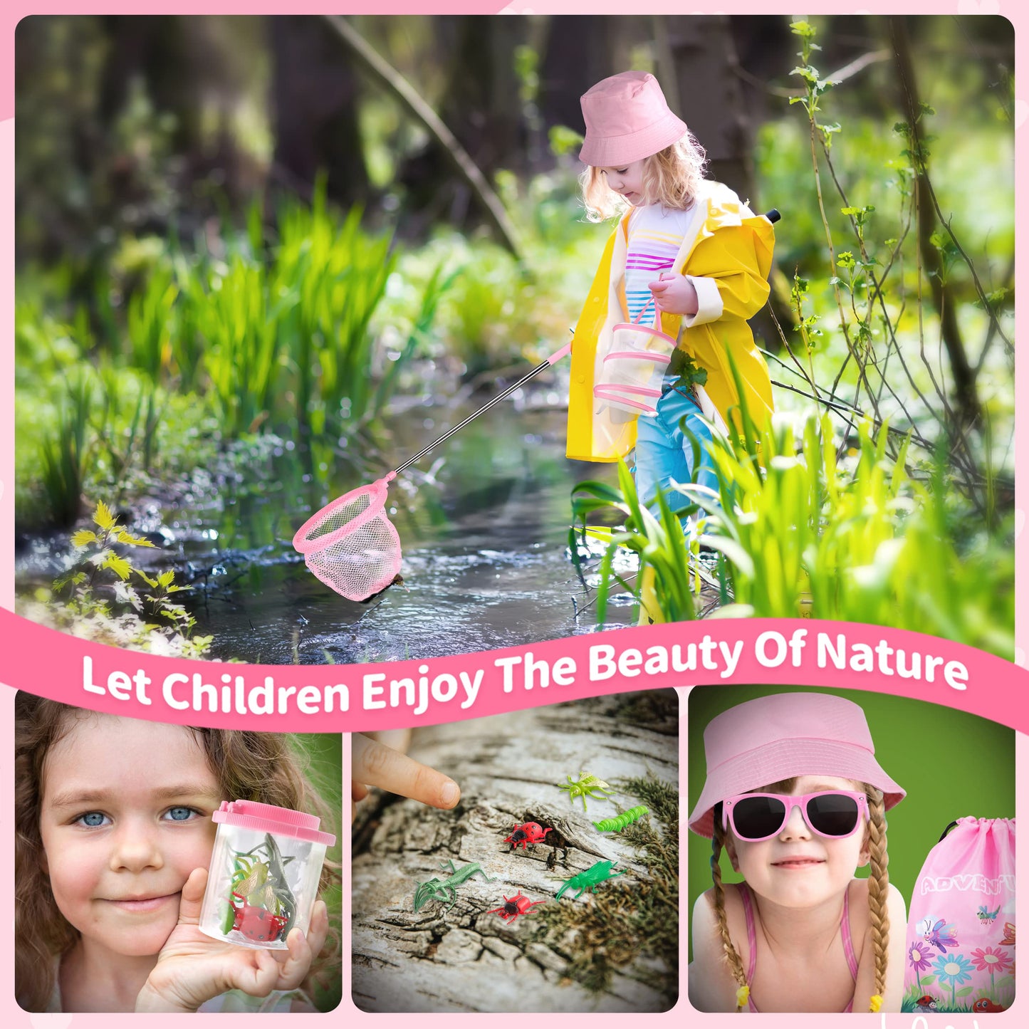 GIFTINBOX Bug Catcher Kit for Kids - Outdoor Explorer Toys Set for Kid - Bug Catching Kits with Binoculars Nature Adventure Toy for Girls Boys - Toddler Exploration Gifts for Girl 3-12 Years Old