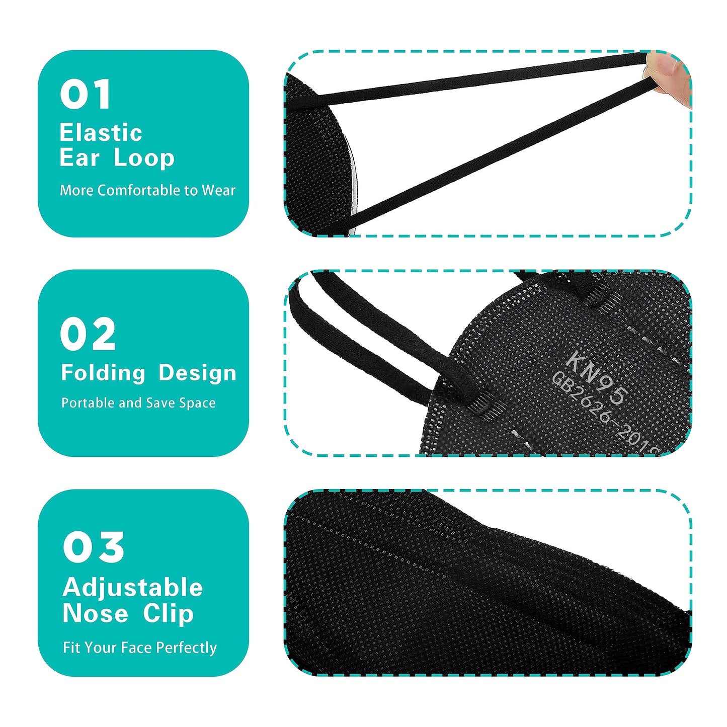 LEMENT KN95 Face Masks 100 Pack,5-Ply Breathable Cup Dust Disposable Masks For Adult,Teenager