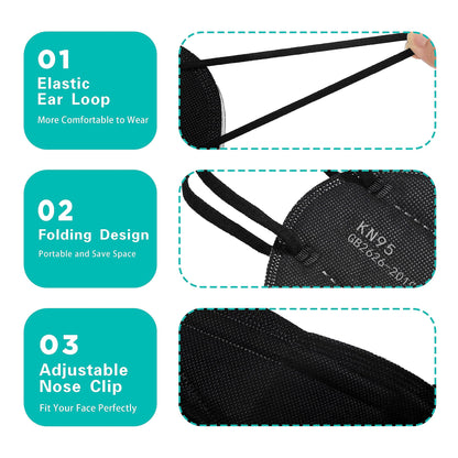 LEMENT KN95 Face Masks 100 Pack,5-Ply Breathable Cup Dust Disposable Masks For Adult,Teenager