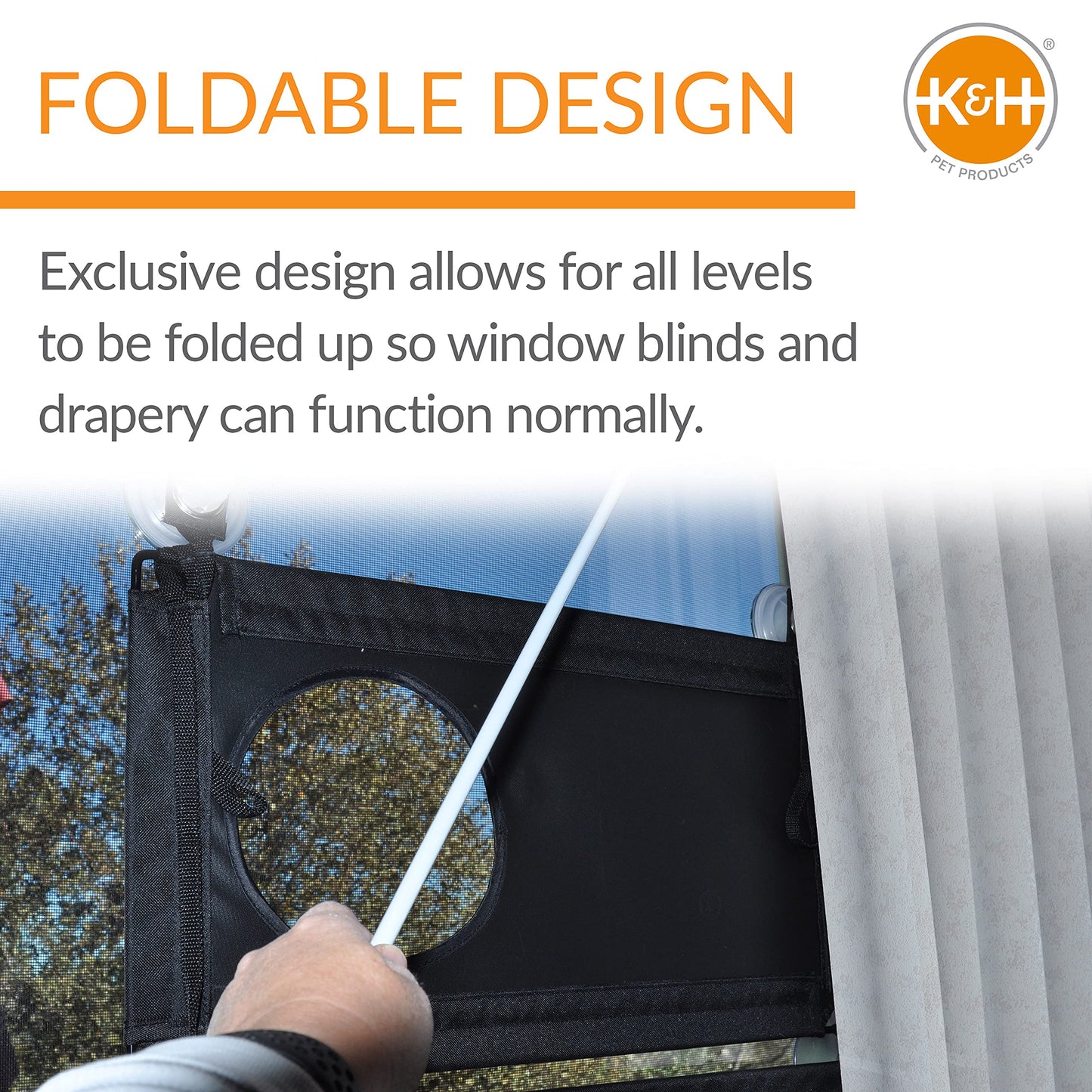 K&H Pet Products Multiple Cat Window Perch for Large Cats, EZ Mount Kitty Sill Triple Stack Multi-Level Steel Frame Sturdy Hammock for Windows & Glass Doors, 3 Level Shelf for Feline Fun